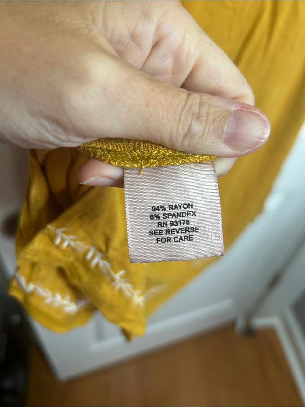 Philosophy Mustard Yellow Embroidered Scoop Neck Dress - Picture 6 of 7